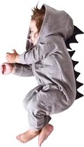 Budino Baby Pyjama Romper Onesie Dinosaurus Dino Draak Dier - Grijs - 6 mnd