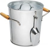 wijnkoeler/ijsemmer 5,5 liter 20,5 cm metaal/hout zilver