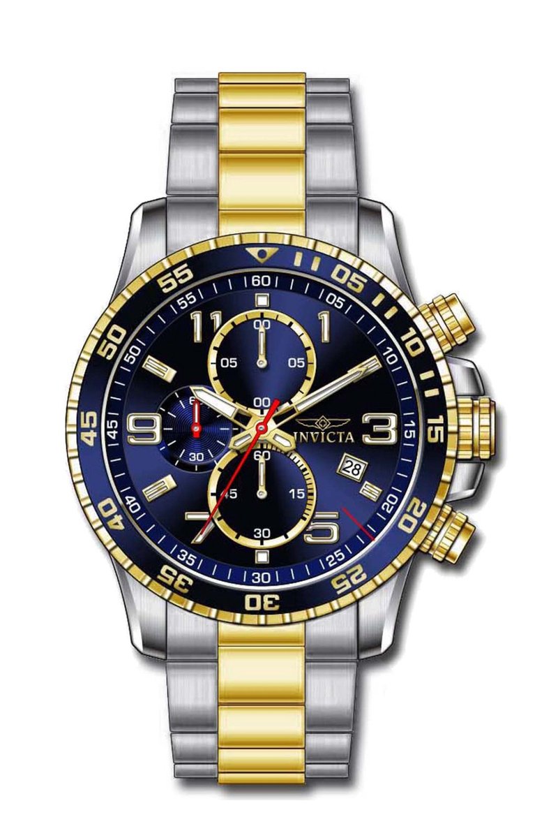 Invicta Specialty 36984 Heren Horloge - Waterdicht - Analoog - Quartz Uurwerk - Roestvrij Staal met blauwe Wijzerplaat - 45mm