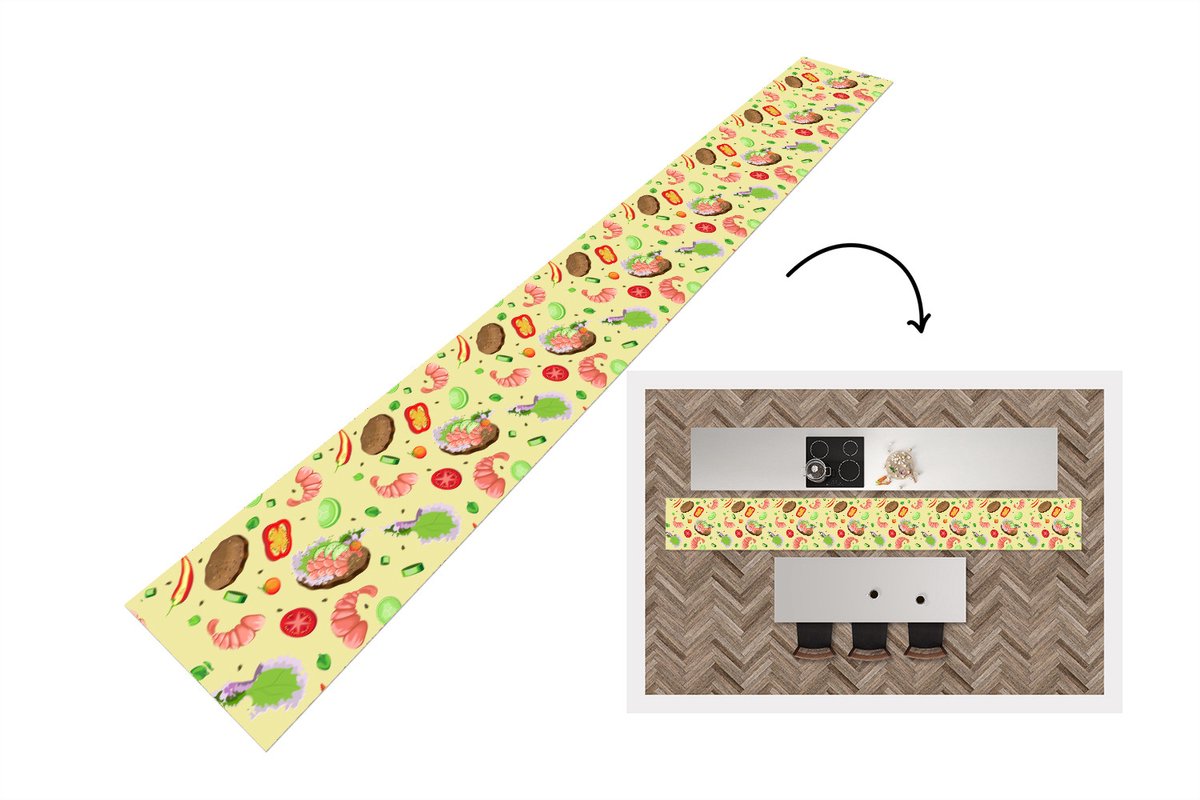 KitchenYeah Keukenloper - Keukenmat - Patroon - Eten - Groente - Keuken vloerkleed, foto 3