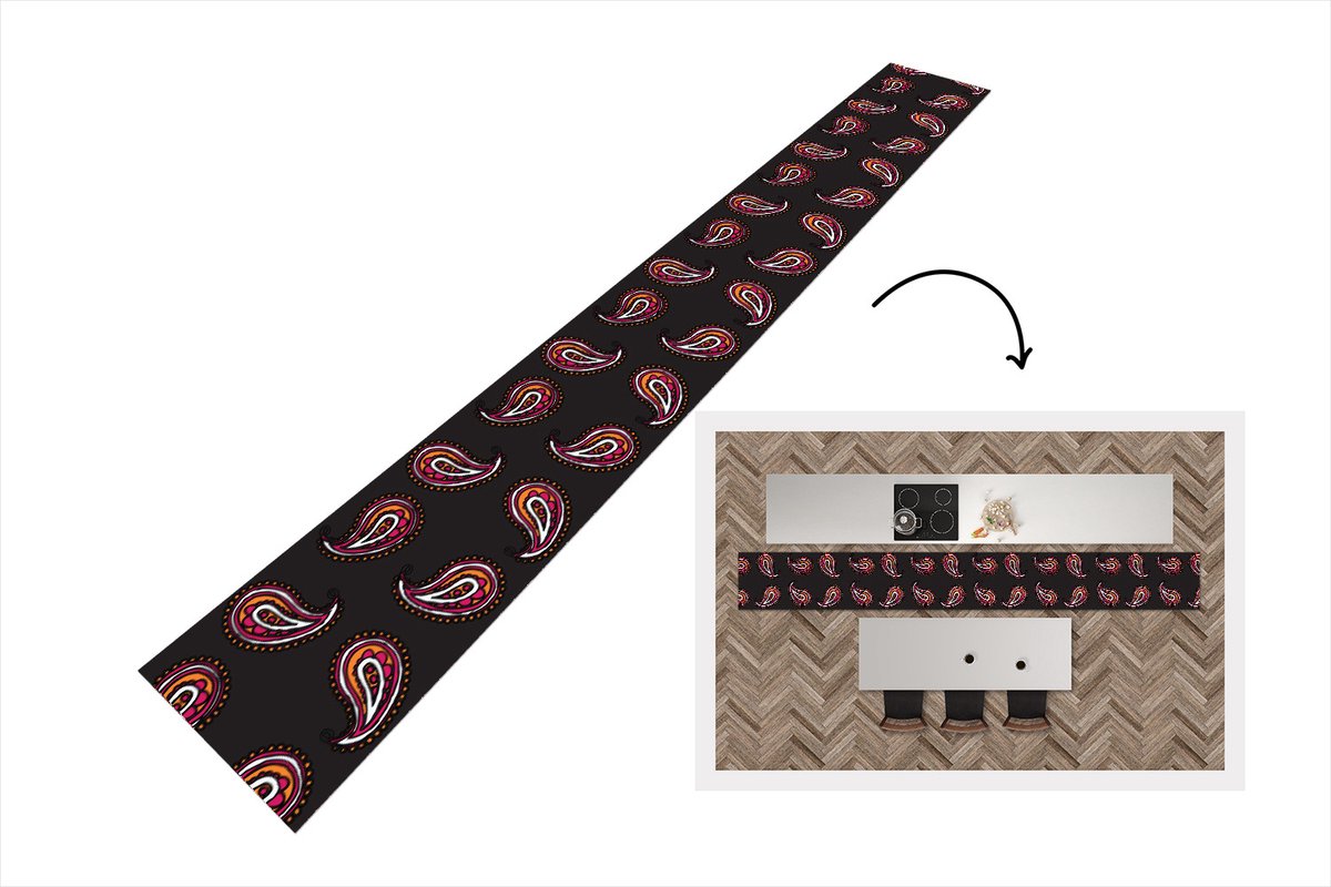 KitchenYeah Keukenloper - Keukenmat - Retro - Bandana - Patroon - 480x60 cm - Keuken vloerkleed Multicolor