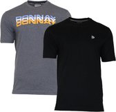 2-Pack Donnay T-shirts (599009/599008) - Heren - Charcoal marl/Black - maat L