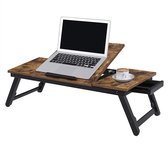 A.T. Shop Laptoptafel, laptopstandaard, notebooktafel, ontbijtdienblad, inklapbare poten, in hoogte verstelbaar, voor bed en bank, voor laptops tot 14,3 inch, 71 x 35 x 23 cm, vint