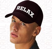 RELAX cap - Zwart - Unisex - One Size (volwassenen) - Petje - 5 Panel cap - Verstelbare maat (Rip Strip) - Ventilatiegaatjes - 6 draads gestikt - Humor - Grappige teksten - Kwoots
