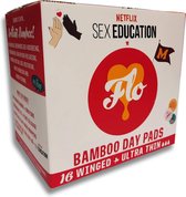 FLO | 16 stuks organisch bamboe maandverband met vleugels | Bamboo Day Pad Pack voor overdag