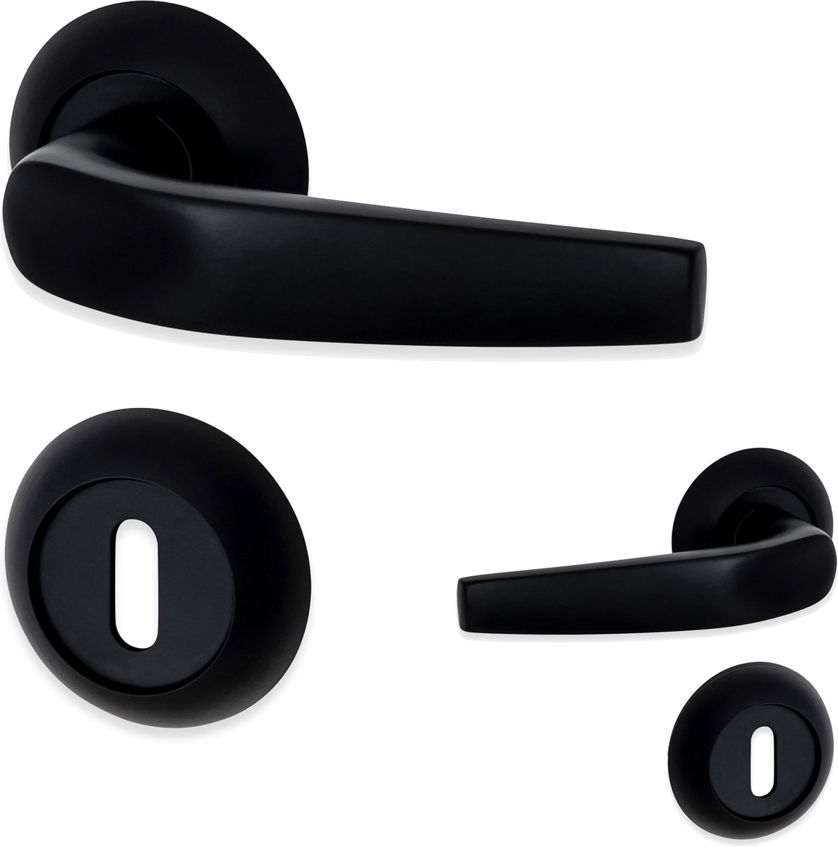 Eliot rond - deurklink set - incl. baardsleutel rozetten - klassiek model - mat zwart