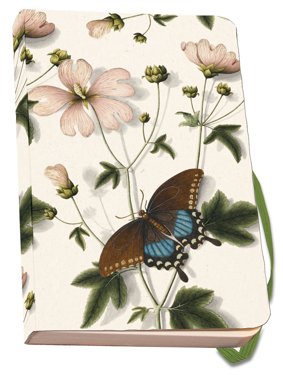 Bekking & Blitz - Notitieboek A6 - Luxe uitvoering - Kunst - Zachte kaft – Bloemen - Vlinder - Marsh-mallow and a Papilio troilus - Von Plenck - The Fitzwilliam Museum Cambridge - Uniek design