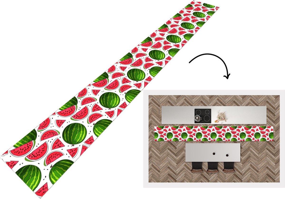 KitchenYeah Keukenloper - Keukenmat - Patroon - Watermeloen - Pit - Fruit - Keuken vloerkleed multicolor, foto 3