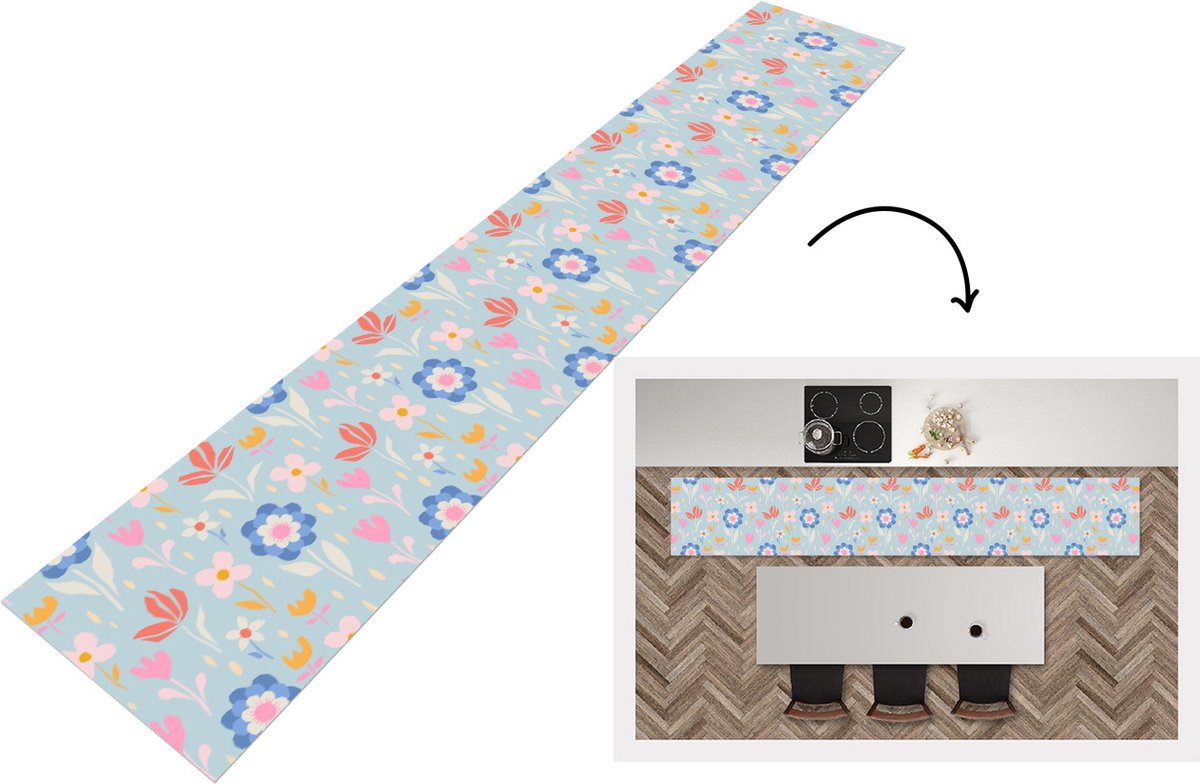 KitchenYeah Keukenloper - Keukenmat - Bloemen - Planten - Patroon - Keuken vloerkleed Multicolor