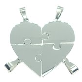 Vriendschapshartje® 4 Puzzelstukjes hart - bff ketting voor 4 - personaliseer - inclusief graveren