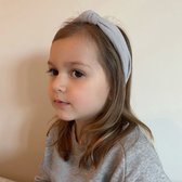 Brede diadeem met knoop  - light grey muslin | Grijs | Meisje