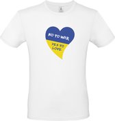 T-Shirt NO WAR | €1 donatie aan Giro555 | Peace in combinatie met de Ukraïnsche vlag | Steun Oekraïne | M | Polyester shirt