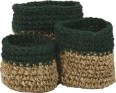 Pomax Nourio jute manden groen | Opbergmand | set van 3