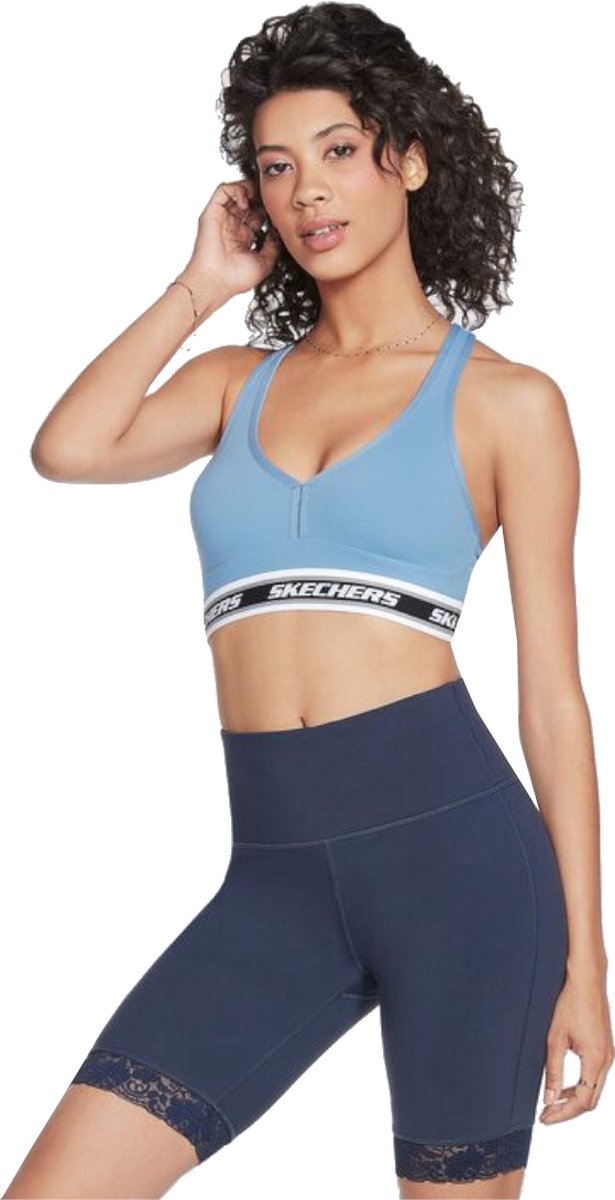 Skechers Go Walk Jacquard Bra W3BR90-BLGY, Vrouwen, Blauw, Sport Beha, maat: M