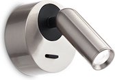 Ideal Lux Bean - Wandlamp Modern - Grijs - H:85cm  - Universeel - Voor Binnen - Metaal - Wandlampen - Slaapkamer - Woonkamer
