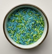 Gekleurde Sensomotorische speelrijst - Groen Blauw - 300 gram
