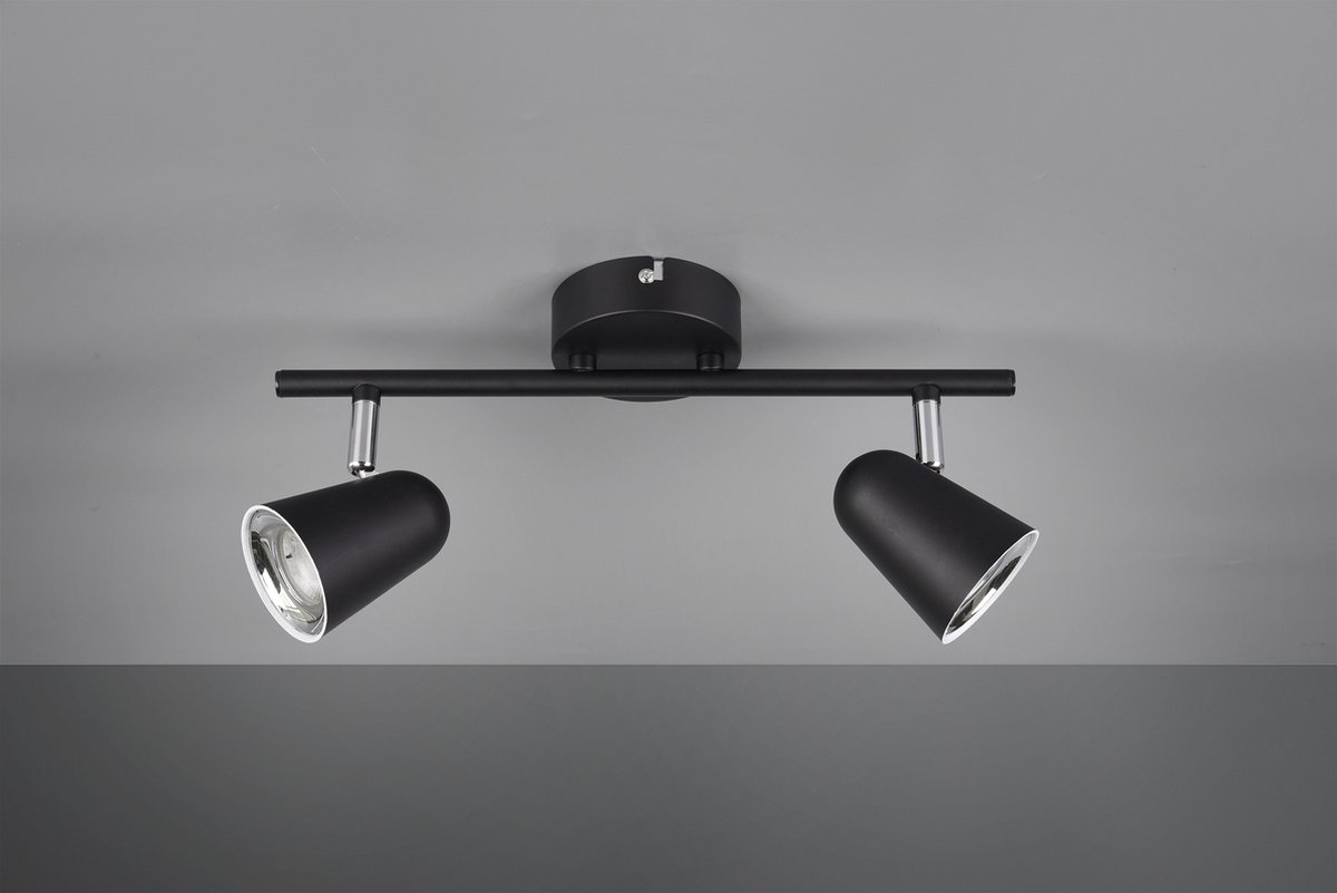Reality Toulouse - Plafondlamp Industrieel - Zwart - H:17cm - Universeel - Voor Binnen - Plastic - Plafondlampen - Slaapkamer - Kinderkamer - Woonkamer - Plafonnieres