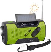 TKOOFN Solar Dynamo zwengelradio, FM AM, draagbare multifunctionele outdoor Novelty noodradio met 2000 mAh als powerbank/leeslamp, alarm/SOS-signaal