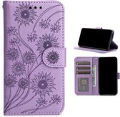 Samsung Galaxy S20 Paars bookcase hoesje - Bloemen *LET OP JUISTE MODEL*