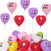 5 meerkleurige hartvormige ballonnen I Love You - ballon - valentijn - liefde - love - hart - decoratie