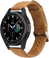 Leren bandje - Bandje leer bruin - Geschikt voor Samsung Galaxy Watch 4 & Watch 4 Classic & Samsung Galaxy Watch 5 & Watch 5 Pro - Bandje voor smartwatches leer bruin