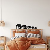 Wanddecoratie | Big Elephant Family decor | Metal - Wall Art | Muurdecoratie | Woonkamer |Zwart| 90 x 22cm