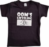 Zwart baby shirt met "Oom's lieveling" - maat 68 - babyshower, zwanger, cadeautje, kraamcadeau, grappig, geschenk, baby, tekst, bodieke