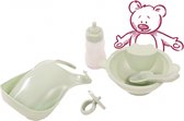 Götz poppenaccessoire eetset 5 delig mintgroen voor babypop van 30-33cm