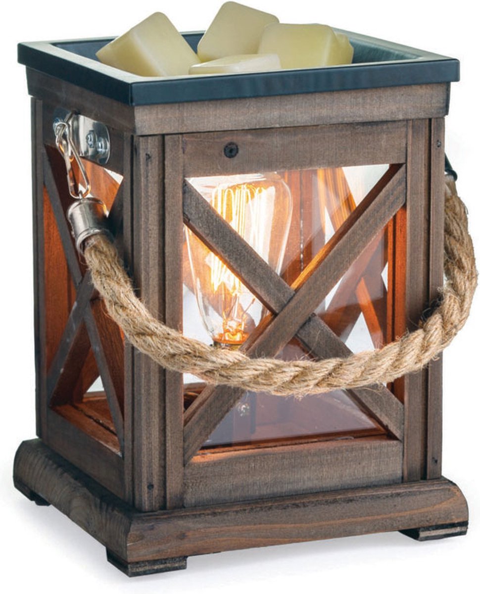 Candle warmers Edison geurbrander walnut en rope