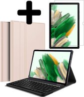 Hoes Geschikt voor Samsung Galaxy Tab A8 Hoes Keyboard Cover Toetsenbord Hoesje Met Screenprotector - Hoesje Geschikt voor Samsung Tab A8 Toetsenbord Hoes - Goud