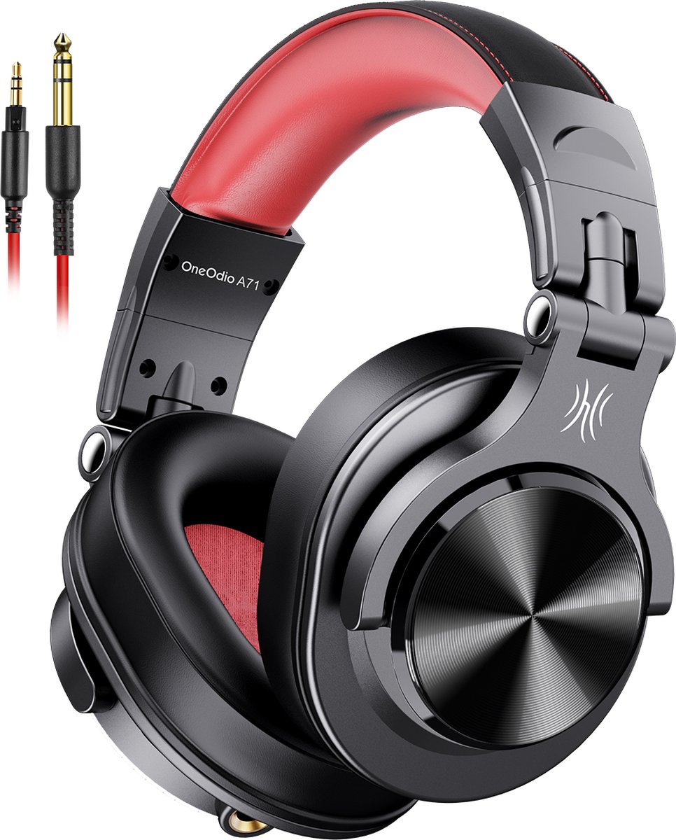 OneOdio A71 - koptelefoon met microfoon - inklapbaar - muziek|studio|DJ (zwart/rood)