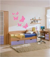 Coart Muursticker Butterfly - Vlinders (set van 6) - Baby Roze