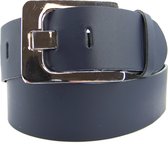 100% Zware Leren Jeans Riem, 5 cm. breed, Taillemaat 115 cm. Totale lengte 130 cm, Donkerblauw