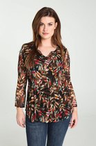 Cassis Dames Hemd met plooitjes en bladmotief - Blouse - Maat 42
