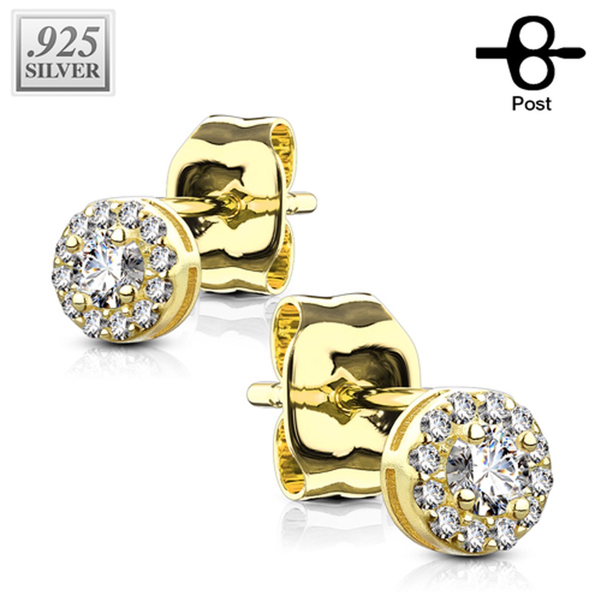Oorbellen .925 Silver multi ronde steen 0.8x6x5 - goud - LMPiercings