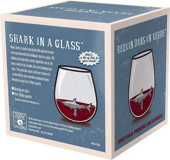 CKB LTD - Shark in a Glass - Tumbler 500 ml Glas - Whisky Cocktail Wijn Tumblerglas - tumblerglass