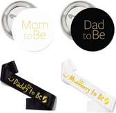Ensemble 4 pièces bouton et ceinture blanc et noir avec or - bébé - enceinte - naissance - papa - bouton - ceinture