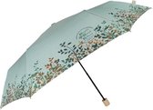 paraplu dames 54 cm polyester/hout blauw 2-delig