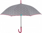 paraplu Time dames 102 cm microfiber wit/rood