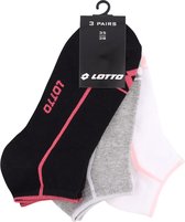 Lotto Sneaker Sokken - sport sokken - korten sokken - lotto sokken - dames sokken - dames lotto sokken - kleur zwart,grijs,wit - 3 Paar - Maat: 39/42