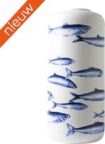 Heinen Delfts Blauw - Vaas - Cilinder - Vissen - 15 x 30 cm