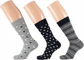 sokken Fashion dames katoen grijs 3 paar mt 39/42