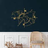Wanddecoratie |Wereldkaart Leeg / World Map Empty| Metal - Wall Art | Muurdecoratie | Woonkamer |Gouden| 98x75cm