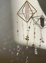 Handgemaakte Kristal Suncatcher - Edelsteen Zonnevanger Angel Aura Rose Quartz - Goud - Huisdecoratie Raamhanger - Crystal