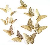 12 -Vlinders-Goudkleurig-3-D-Decoratief-Wand vlinders-Charme Bijoux