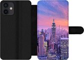 Bookcase Geschikt voor iPhone 12 Mini telefoonhoesje - New York - Kleuren - Skyline - Met vakjes - Wallet case met magneetsluiting