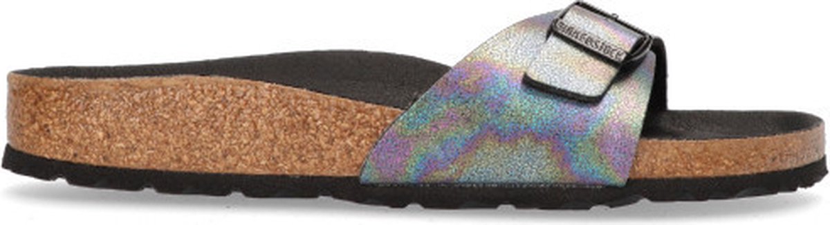 Birkenstock Madrid Dames Slippers Iridescent Narrow-fit Microvezel Zwart
