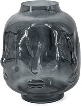 Glazen vaas gezicht antraciet - Kolony - glas - 22,5x22,5x22,5cm