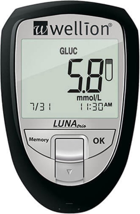 onregelmatig lof Lift Wellion Luna Trio 3-in-1 glucosemeter startpakket (glucose, cholesterol en  urinezuur)... | bol.com