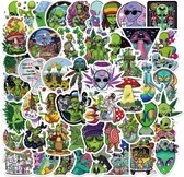 Psychedelic alien wiet stickers | 420 | weed | cannabis | agenda | skateboard | laptop stickers |50 stuks